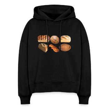 brot broetchen crossaint baecker baguette bread bu - Stanley/Stella Boxy Frauen Bio Hoodie Nora - Schwarz - Vorne