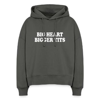 big heart bigger tits - Stanley/Stella Boxy Women Organic Hoodie Nora - anthracite - Front