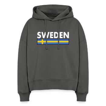 Sweden - Sweat à capuche bio Nora coupe boxy Stanley/Stella Femme - charbon - Devant
