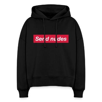 SEND NUDES - Stanley/Stella Boxy Frauen Bio Hoodie Nora - Schwarz - Vorne