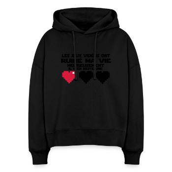 il m'en reste une(vie) - Sweat à capuche bio Nora coupe boxy Stanley/Stella Femme - noir - Devant