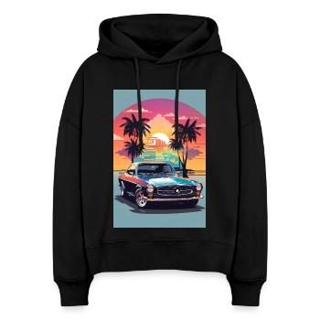 Muscle car - Sweat à capuche bio Nora coupe boxy Stanley/Stella Femme - noir - Devant