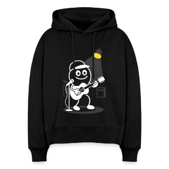 Ribbo spielt Gitarre mit Herz - Stanley/Stella Boxy Frauen Bio Hoodie Nora - Schwarz - Vorne