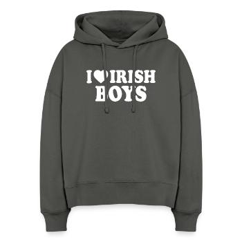I love irish boys - Stanley/Stella Boxy Women Organic Hoodie Nora - anthracite - Front