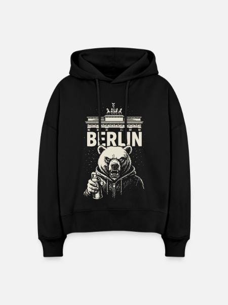 Berlin Rebell - Stanley/Stella Boxy Frauen Bio Hoodie Nora - Schwarz