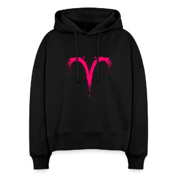 Sternzeichen Widder Aris Symbol Rosa Pink - Stanley/Stella Boxy Frauen Bio Hoodie Nora - Schwarz - Vorne