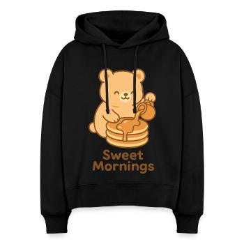 Sweet Mornings Bear Pour - Sweat à capuche bio Nora coupe boxy Stanley/Stella Femme - noir - Devant