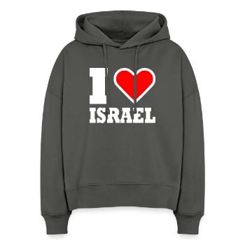 Israel - Sweat à capuche bio Nora coupe boxy Stanley/Stella Femme - charbon - Devant