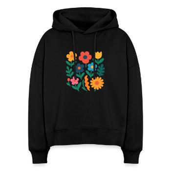 Bloody Vibes - Flache Designblumen - Stanley/Stella Boxy Frauen Bio Hoodie Nora - Schwarz - Vorne