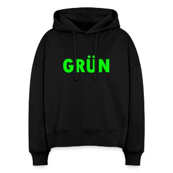 Grün - Stanley/Stella Boxy Frauen Bio Hoodie Nora - Schwarz - Vorne