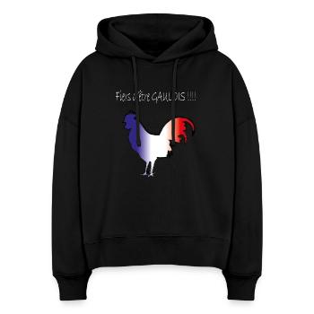 coq gaulois blanc - Stanley/Stella Boxy Women Organic Hoodie Nora - black - Front