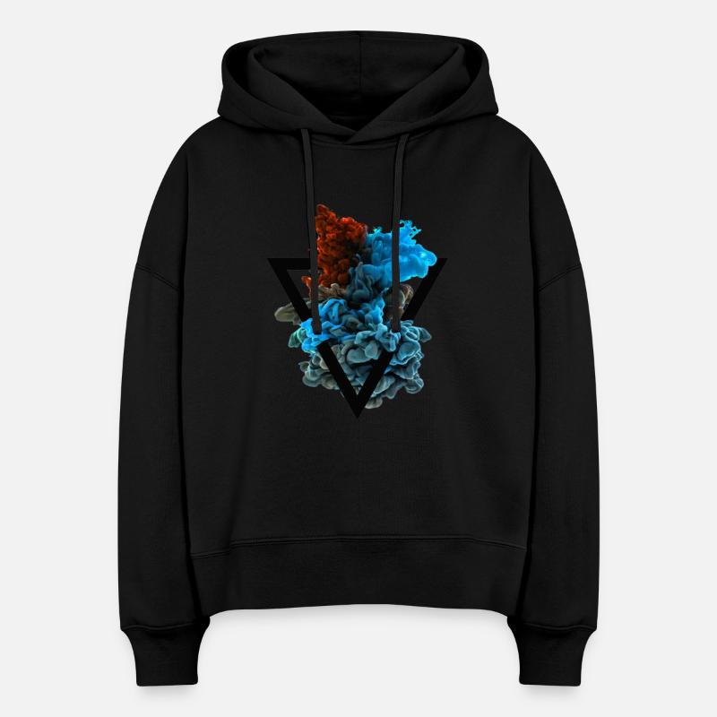 T-shirt couleur hipster Triangle coloré de couleur - Sweat à capuche bio Nora coupe boxy Stanley/Stella Femme - noir