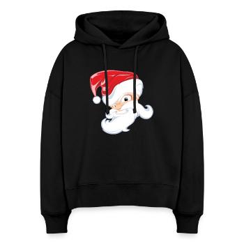weihnachten weihnachtsmann christmas santa claus w - Stanley/Stella Boxy Frauen Bio Hoodie Nora - Schwarz - Vorne