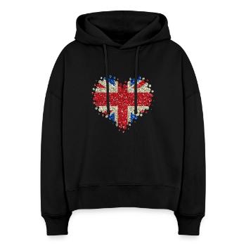 Ich Liebe Großbritannien - England Union Jack - Stanley/Stella Boxy Frauen Bio Hoodie Nora - Schwarz - Vorne