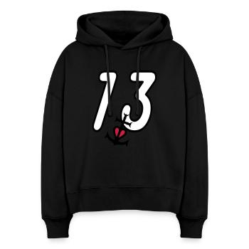 Bouches du rhone 13 croix camargaise - Sweat à capuche bio Nora coupe boxy Stanley/Stella Femme - noir - Devant