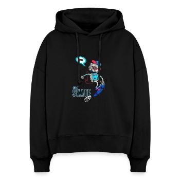 Skate robot skater comic yolo skateboard music - Stanley/Stella Boxy Women Organic Hoodie Nora - black - Front