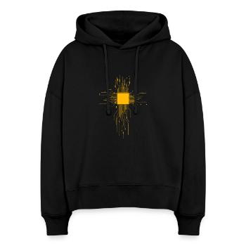 Computer Herz / CPU - Heart - Stanley/Stella Boxy Frauen Bio Hoodie Nora - Schwarz - Vorne