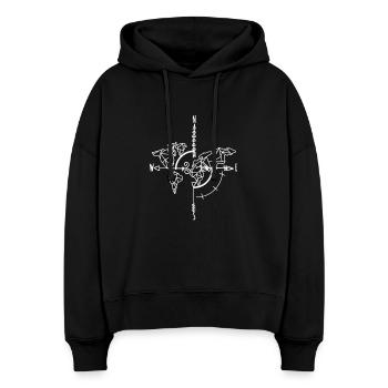 Himmelsrichtungen Landkarte Weltkarte Kompass - Stanley/Stella Boxy Frauen Bio Hoodie Nora - Schwarz - Vorne