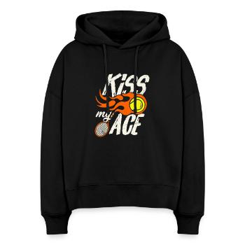 "Kiss my Ace" Tennis Humor Geschenk - Stanley/Stella Boxy Frauen Bio Hoodie Nora - Schwarz - Vorne