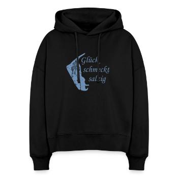 Amrum Urlaub Glück schmeckt salzig - Stanley/Stella Boxy Frauen Bio Hoodie Nora - Schwarz - Vorne