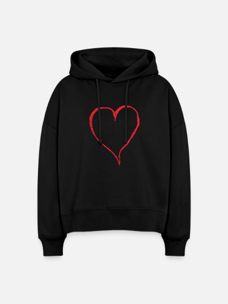 Großes Herz - Stanley/Stella Boxy Frauen Bio Hoodie Nora - Schwarz