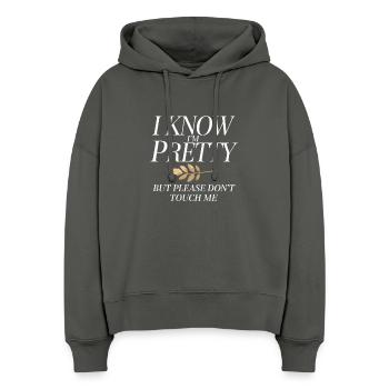 Je sais que je suis jolie mais s’il vous plaît ne me touchez pas les femmes - Sweat à capuche bio Nora coupe boxy Stanley/Stella Femme - charbon - Devant