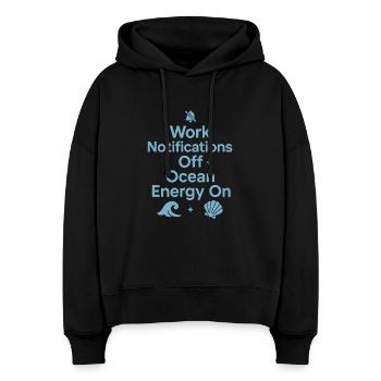 À partir du mode vacances du bureau de Queen Vacation - Sweat à capuche bio Nora coupe boxy Stanley/Stella Femme - noir - Devant