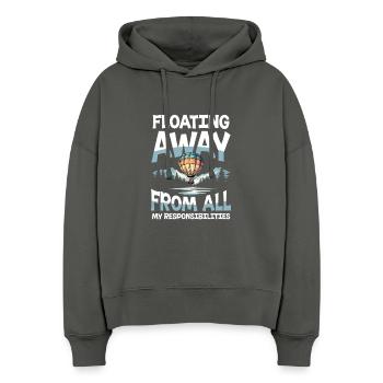 In Die Wolken Schweben Und Alle Sorgen Vergessen - Stanley/Stella Boxy Frauen Bio Hoodie Nora - Anthrazit - Vorne