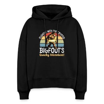 Schwimmen mit Bigfoot Gummiente - Stanley/Stella Boxy Frauen Bio Hoodie Nora - Schwarz - Vorne