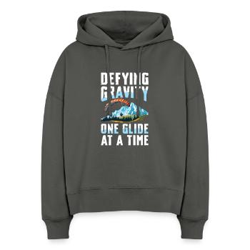 Die Schwerkraft Überwinden - Ein Gleitflug Nach - Stanley/Stella Boxy Frauen Bio Hoodie Nora - Anthrazit - Vorne