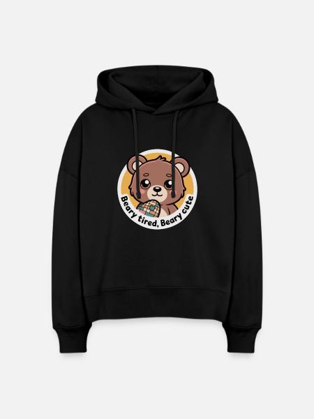 BÄRCHEN MÜDE BÄRCHEN NIEDLICH - Stanley/Stella Boxy Frauen Bio Hoodie Nora - Schwarz