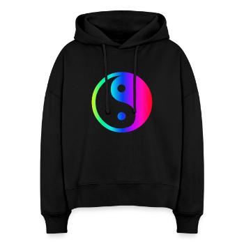 Rainbow Ying Yang - Stanley/Stella Boxy Women Organic Hoodie Nora - black - Front