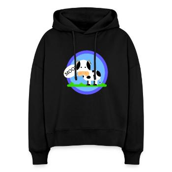 La vache fait Muh! - Sweat à capuche bio Nora coupe boxy Stanley/Stella Femme - noir - Devant