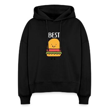 Best Friends, Beste Freunde, Partnershirt, Burger - Stanley/Stella Boxy Frauen Bio Hoodie Nora - Schwarz - Vorne