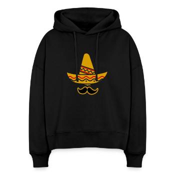 Mexique Mexicain avec un chapeau - Sweat à capuche bio Nora coupe boxy Stanley/Stella Femme - noir - Devant