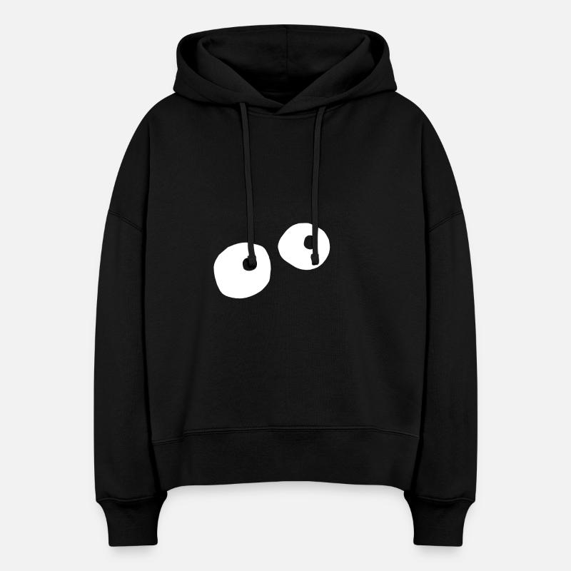 Oeil monstre - Sweat à capuche bio Nora coupe boxy Stanley/Stella Femme - noir