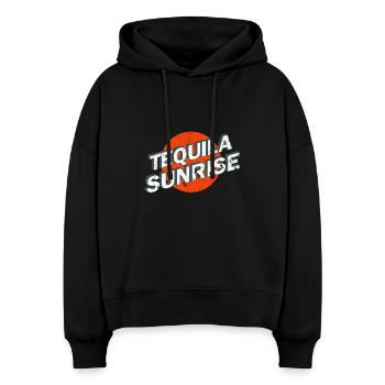 Tequila Sunrise Reto Logo Vintage - Sweat à capuche bio Nora coupe boxy Stanley/Stella Femme - noir - Devant