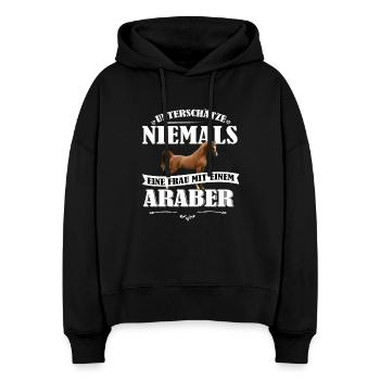 Araber Pferde Shirt-UNF - Stanley/Stella Boxy Frauen Bio Hoodie Nora - Schwarz - Vorne
