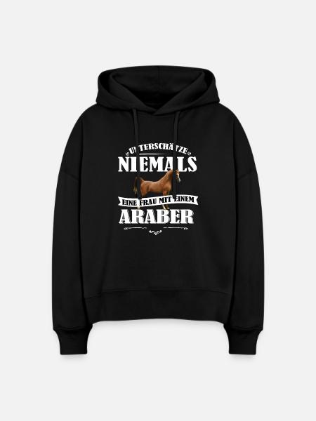 Araber Pferde Shirt-UNF - Stanley/Stella Boxy Frauen Bio Hoodie Nora - Schwarz