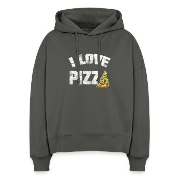 PIZZA I LOVE PIZZA SHIRT - Stanley/Stella Boxy Frauen Bio Hoodie Nora - Anthrazit - Vorne