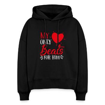 Mein Herz schlägt nur für ihn - Stanley/Stella Boxy Frauen Bio Hoodie Nora - Schwarz - Vorne