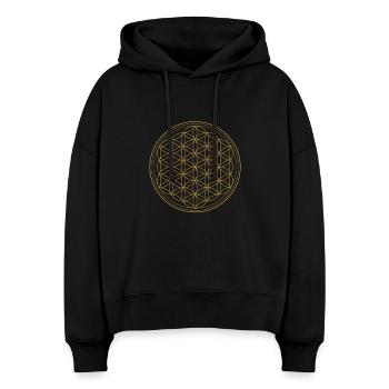 Flower of Life - Stanley/Stella Boxy Frauen Bio Hoodie Nora - Schwarz - Vorne