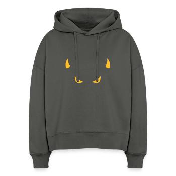 devil face - Sweat à capuche bio Nora coupe boxy Stanley/Stella Femme - charbon - Devant