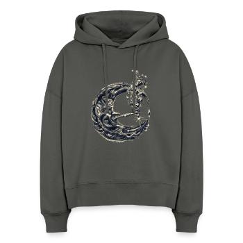 Lune avec sifflet - Sweat à capuche bio Nora coupe boxy Stanley/Stella Femme - charbon - Devant