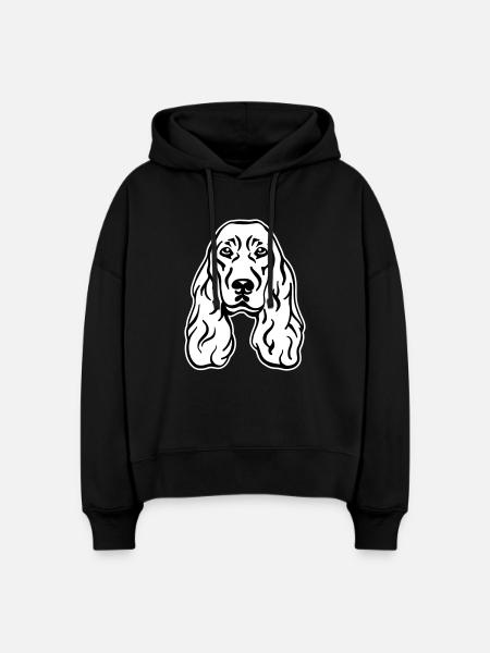 Cocker Spaniel - Sweat à capuche bio Nora coupe boxy Stanley/Stella Femme - noir