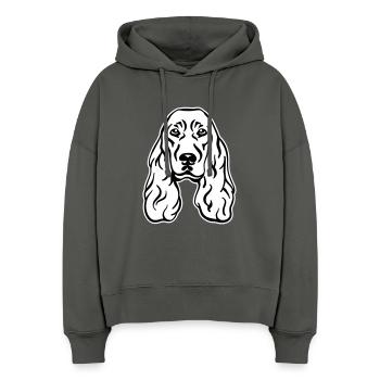 Cocker Spaniel - Sweat à capuche bio Nora coupe boxy Stanley/Stella Femme - charbon - Devant