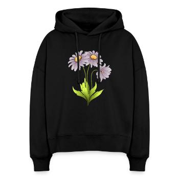 Fleur - Sweat à capuche bio Nora coupe boxy Stanley/Stella Femme - noir - Devant