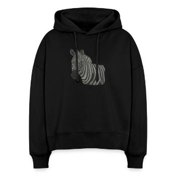 Zebra - Stanley/Stella Boxy Frauen Bio Hoodie Nora - Schwarz - Vorne