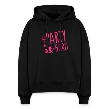 unicorn party hard design - Stanley/Stella Boxy Frauen Bio Hoodie Nora - Schwarz - Vorne
