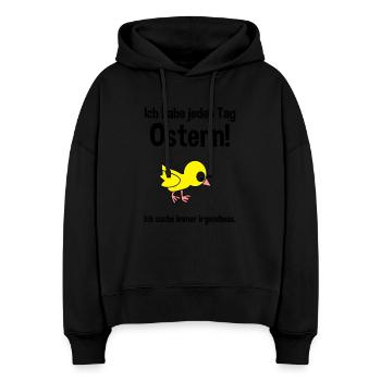 Jeden Tag Ostern - Stanley/Stella Boxy Frauen Bio Hoodie Nora - Schwarz - Vorne